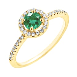 Halo prsten se smaragdem a lab-grown diamanty Kerau