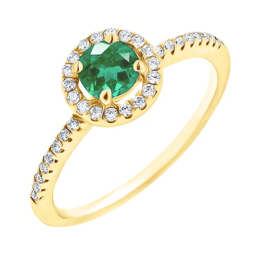 Halo prsten se smaragdem a lab-grown diamanty Kerau