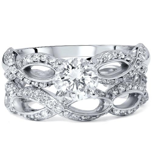 Snubní a zásnubní prsten v sadě z bílého zlata