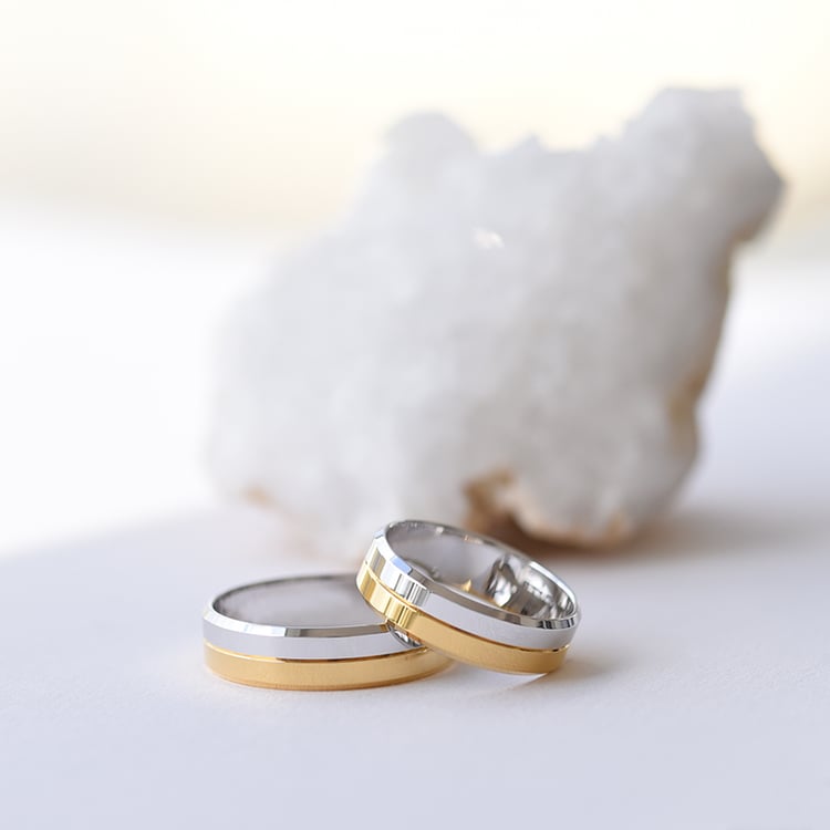 Dvoubarevné ploché snubní prsteny 61376