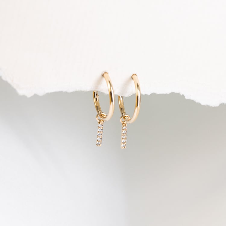 Zlaté visací náušnice s bílými topazy Elaine 123114