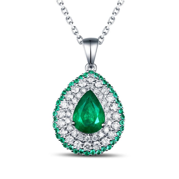 Zlatý náhrdelník plný smaragdů a diamantů Sandiah