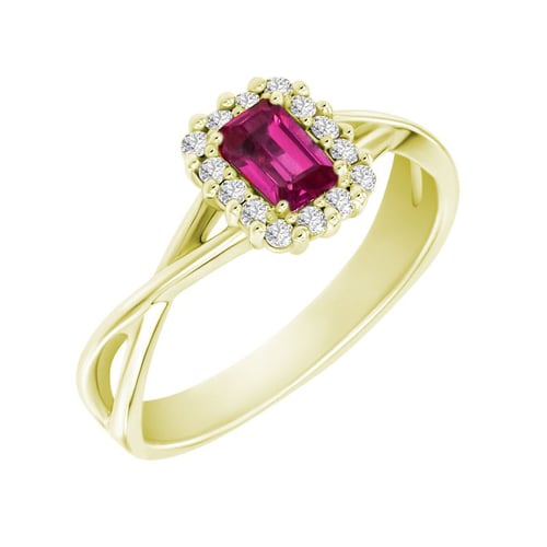 Zlatý prsten s emerald safírem a diamanty Hali