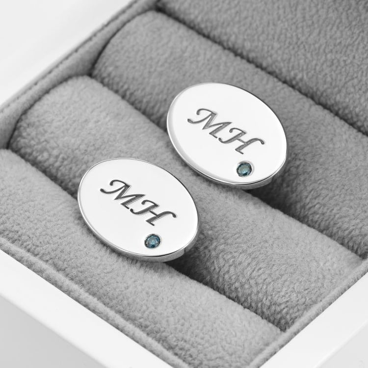 Stříbrné knoflíčky s diamantem 48220