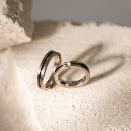 Titanové snubní prsteny s diamantem Rowley