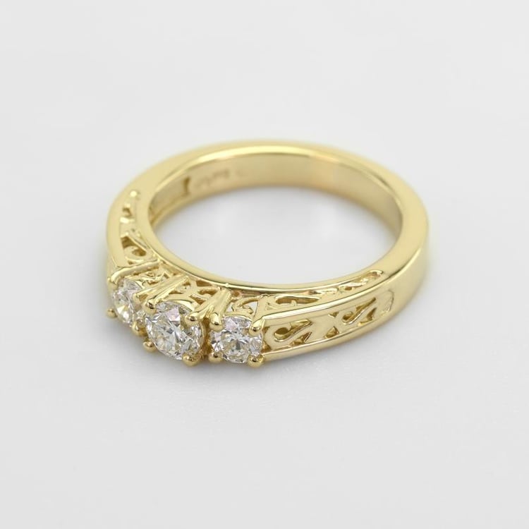 Diamantový zlatý zásnubní prsten ve vintage stylu 51366