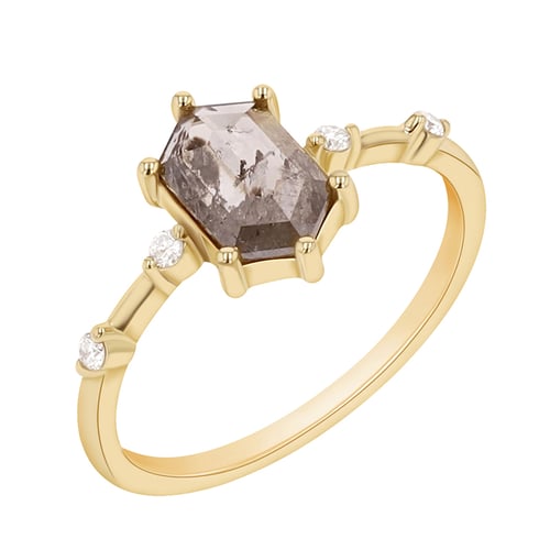 Prsten s hexagon salt and pepper diamantem Justine