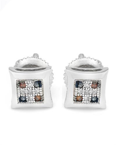 Stříbrné náušnice s barevnými diamanty Padmena