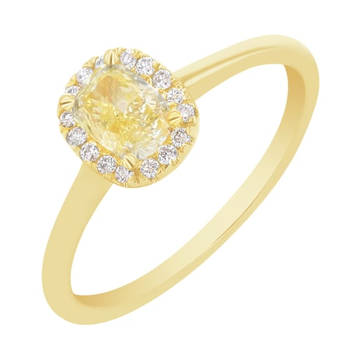 Zásnubní prsten s certifikovaným fancy yellow lab-grown diamantem Eduta