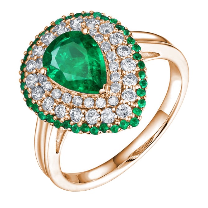 Zlatý prsten plný smaragdů a diamantů Sazes 147574