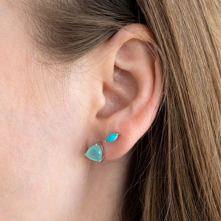 Minimalistické stříbrné náušnice s tyrkysy Andine 124190