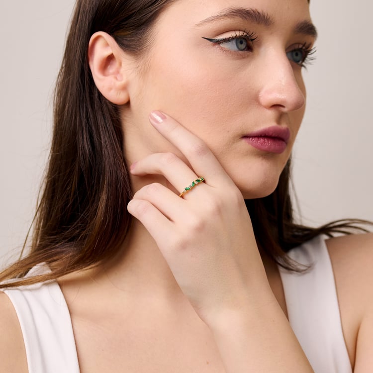 Half-eternity prsten ze zlata se zelenými smaragdy Zubin 165496