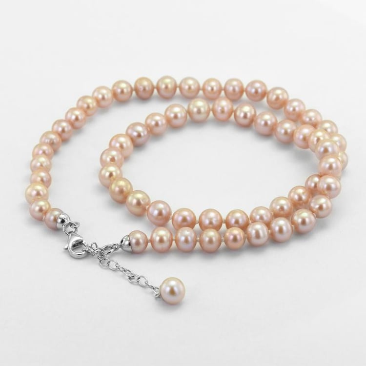 Stříbrný náhrdelník s levandulovými perlami Aubriella 50829