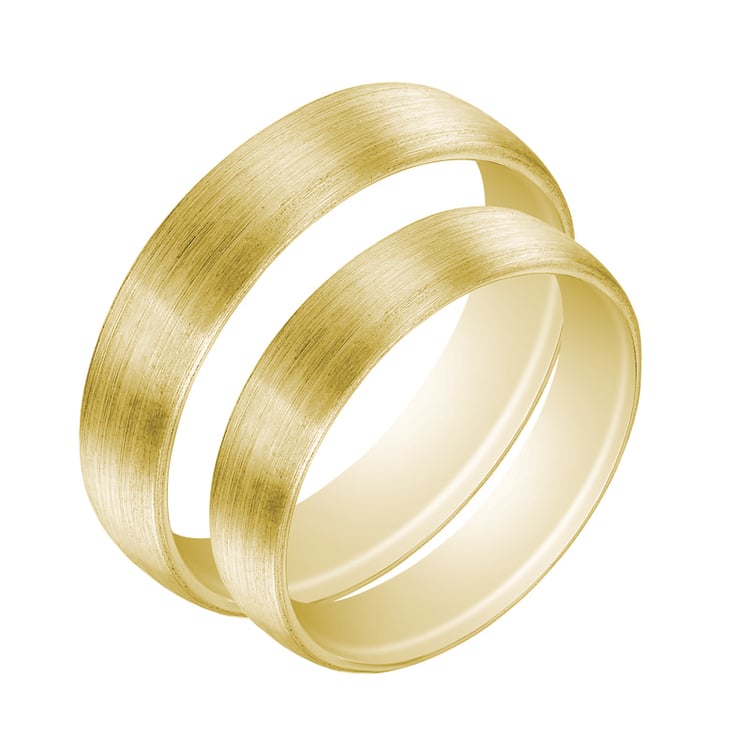 Komfortní matné snubí prsteny v žlutém zlatě 61602