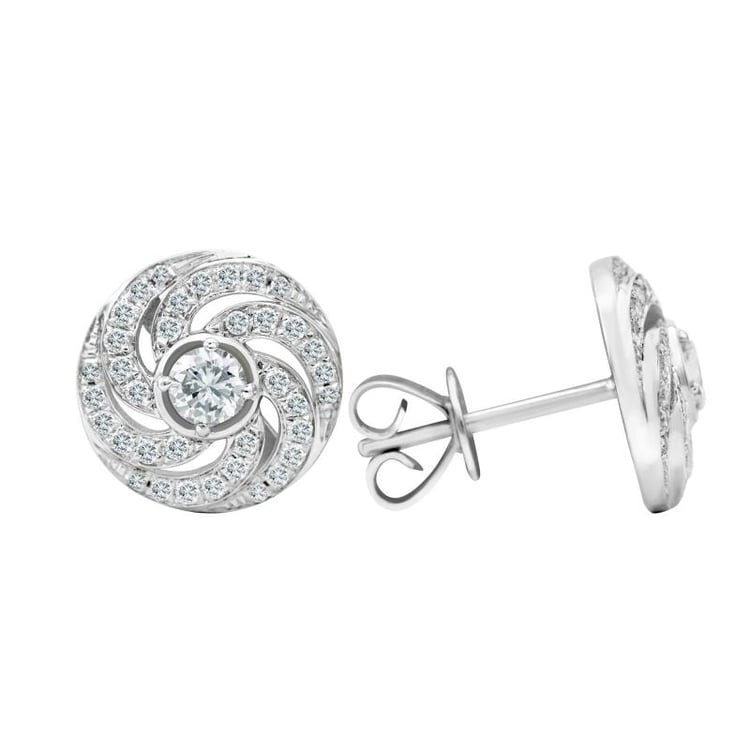 Třpytivé diamantové zlaté náušnice 25187