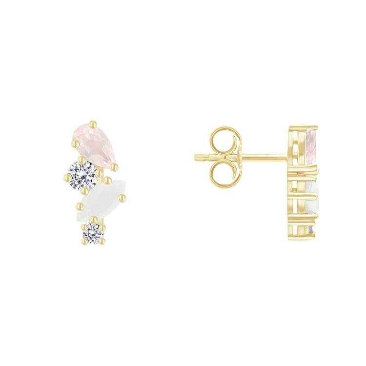 Stříbrné náušnice s měsíčním kamenem, růženínem a topazy Nacho 131913