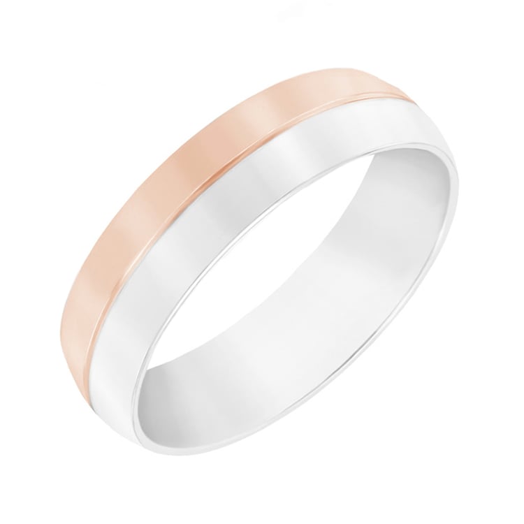 Půlkulatý snubní prsten z kombinovaného zlata