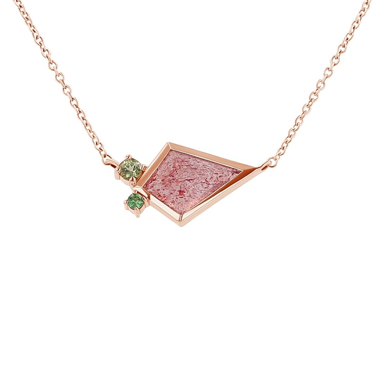 Náhrdelník s jahodovým achátem, olivínem a tsavorit granátem Milly