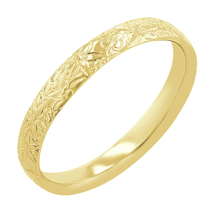 Snubní prsteny s ruční rytinou květin Willis 117256