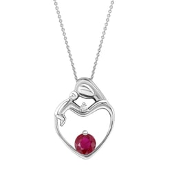 Přívěsek matka a dítě s rubínem a diamantem Ella