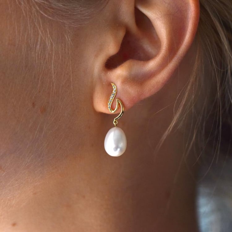 Zlaté náušnice s perlou 10846