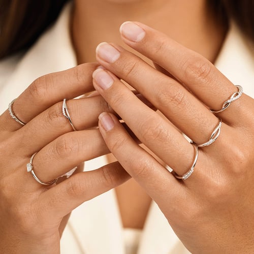 Atypický prsten ze stříbra s lab-grown diamanty Nils