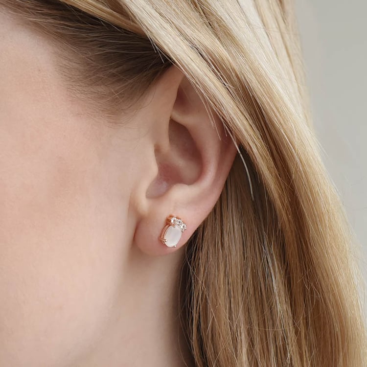 Náušnice z pozlaceného stříbra s měsíčním kamenem a topazy 93465