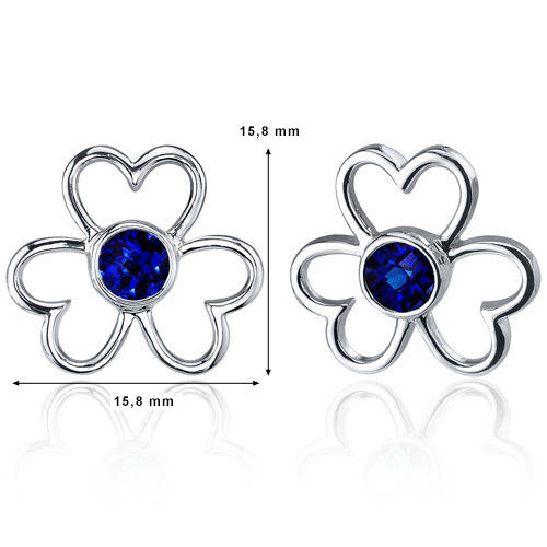 Květinové náušnice se safíry stříbrné 2228