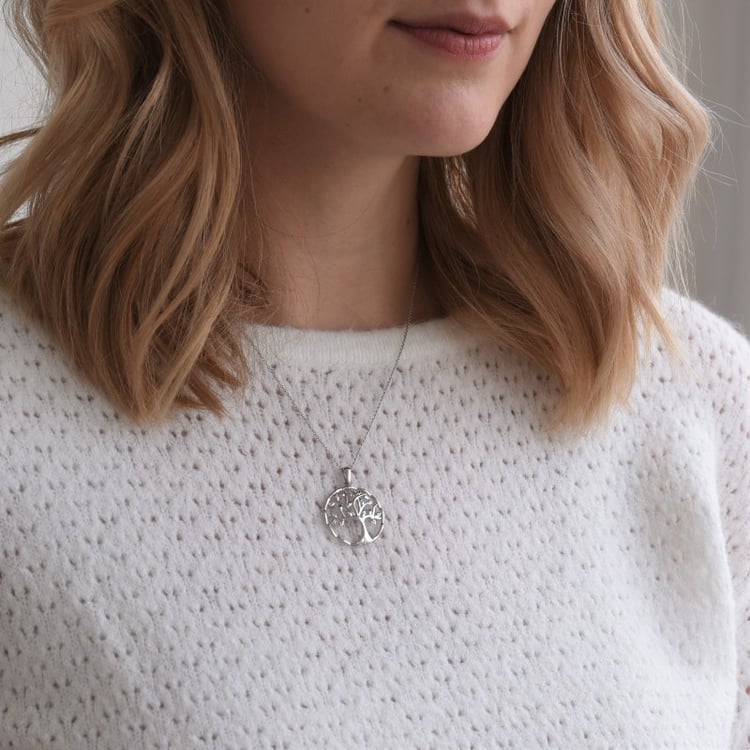 Stříbrný strom života s lab-grown diamanty Eudora 104231