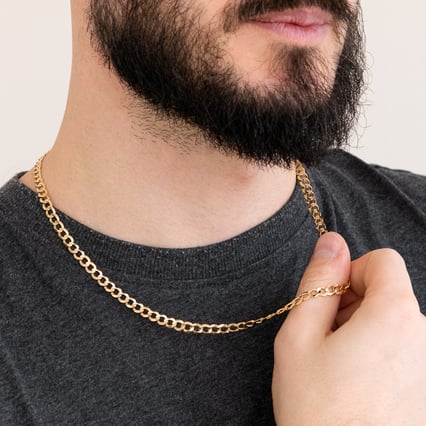 Středně silný panzer řetízek 55 cm z 14k zlata