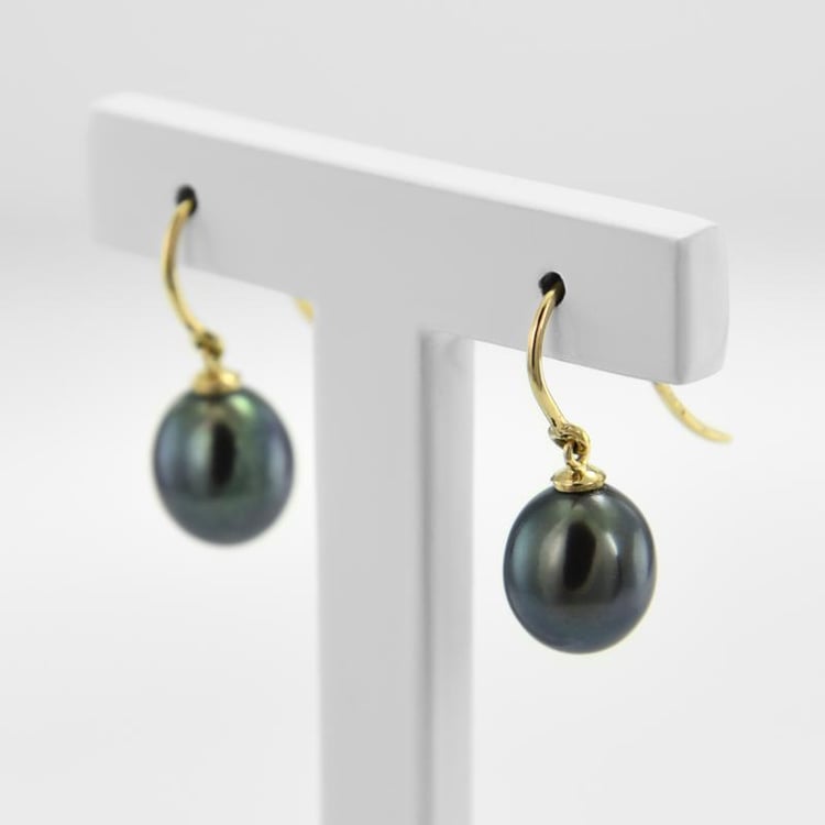 Zlaté černé perlové náušnice 51749