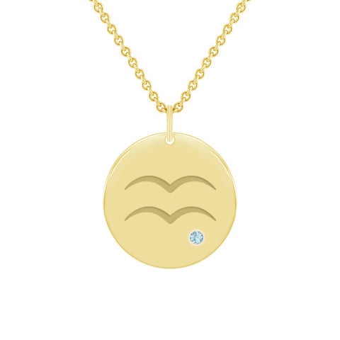 Stříbrný přívěsek se znamením a akvamarínem Vodnář 103400