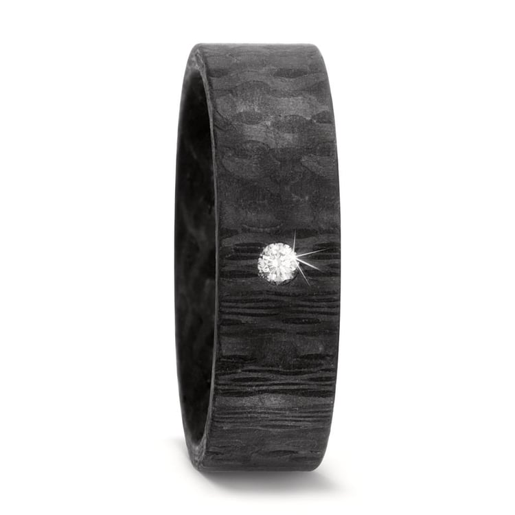 Ploché karbonové snubní prsteny s diamantem Jae 166486