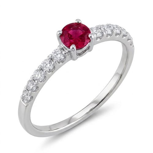 Stříbrný prsten s rubínem a postranními lab-grown diamanty Tyla