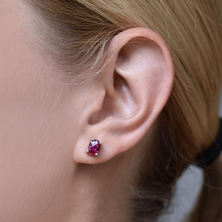 Stříbrné náušnice s rubíny Caymile 14155