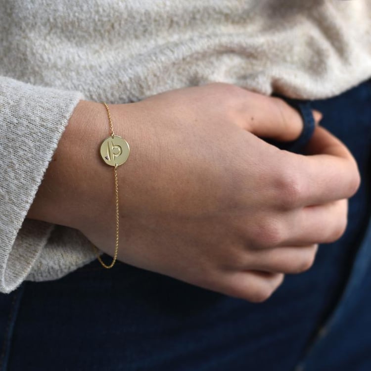 Znamení vah ve zlatém náramku s turmalínem 51085