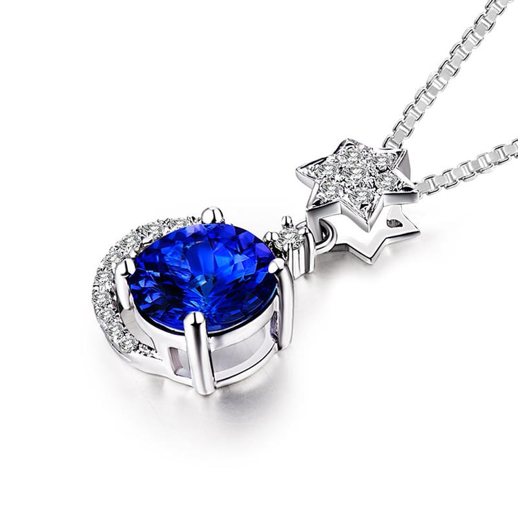 Zlatý náhrdelník s modrým tanzanitem 18481