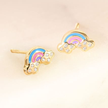 Zlaté dětské náušnice ve tvaru duhy Holly