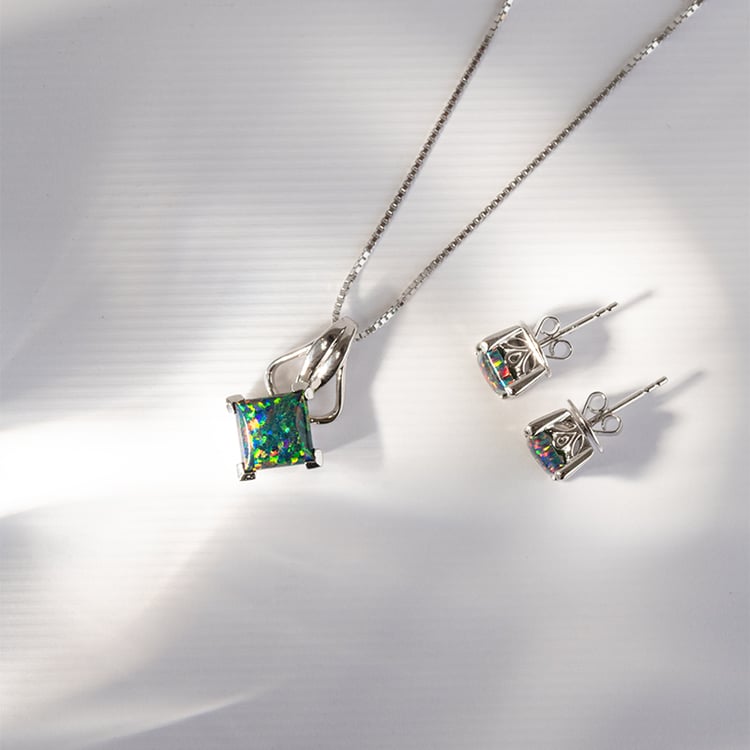 Stříbrná kolekce s černými opály Sudipti 120843