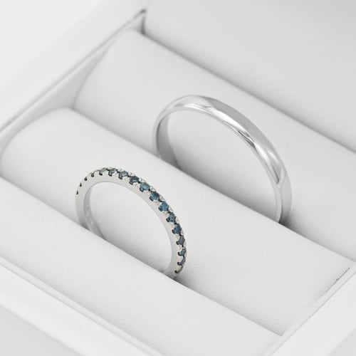 Zlatý eternity prsten s modrými diamanty a pánský komfortní Oana