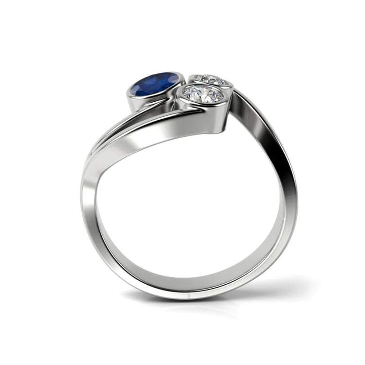 Prsten s diamanty a safírem 23436