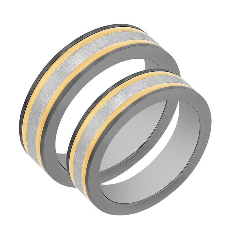 Snubní prsteny z titanu a zlata Connor