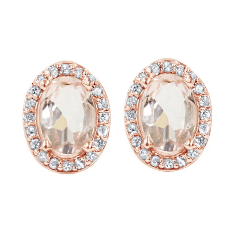 Zlaté náušnice s morganity a diamanty