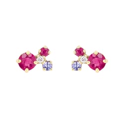 Cluster náušnice s turmalínem, tanzanitem, rubínem a diamantem Kerrie