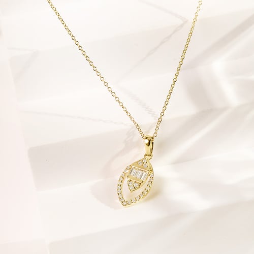Stříbrný přívěsek mandlového tvaru s diamanty Einar
