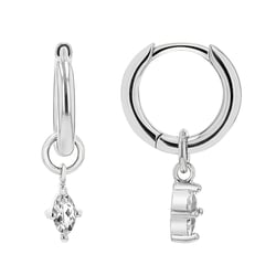 Stříbrné kruhové náušnice 2v1 s bílými topazy Savitri