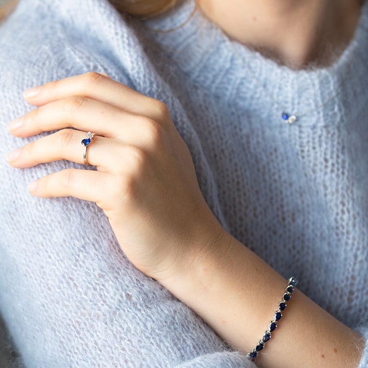 Prsten Toi et Moi s lab-grown diamantem a safírem Maite 147059