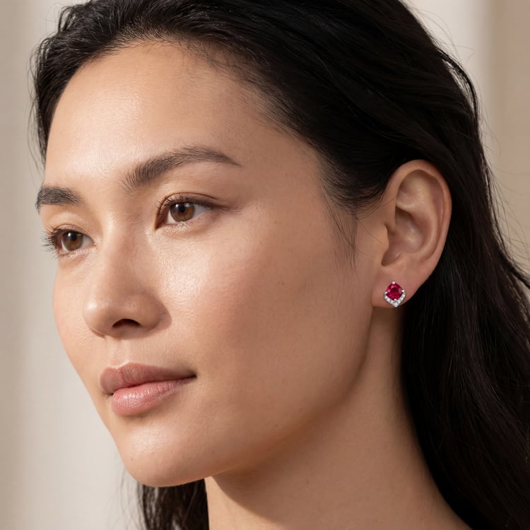 Stříbrné rubínové náušnice 166387