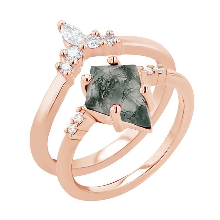 Set prstenů s achátem a diamanty Vinka 114591