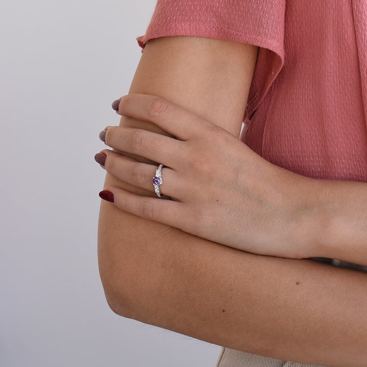 Stříbrný prsten s ametystem 70886